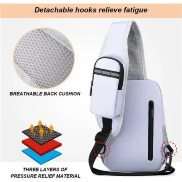 New Sling Backpack Crossbody Outdoor light Grey - Picture 4 of 8